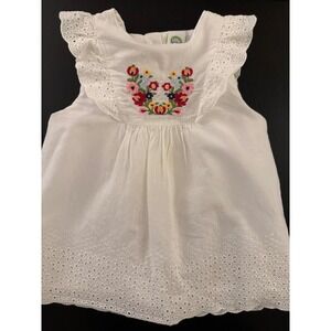 Little Me Baby Eyelet Top Toddler Girls 24m White Sleeveless‎ Embroidered Floral